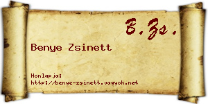 Benye Zsinett névjegykártya